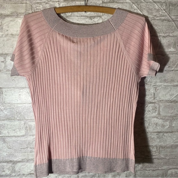 HAIERMANSI Pink and Gray Trim Short Sleeve‎ Sweater Kids XL NWT - Picture 3 of 7